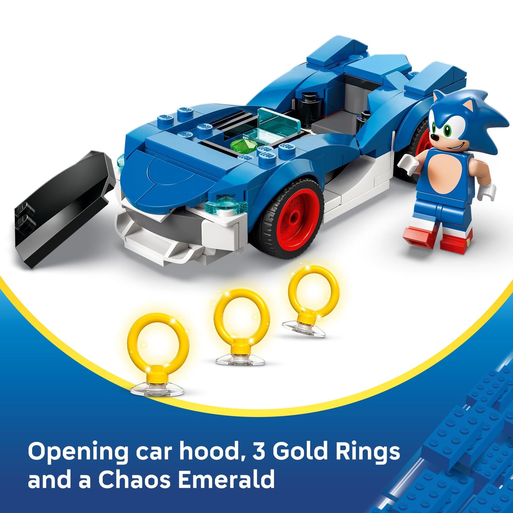 LEGO Sonic The Hedgehog Sonic: Speedster Lightning Race Car Toy for Boys & Girls - Toy Building Set W/Minifigure for Kids & Gamers, Ages 7+ - Gift