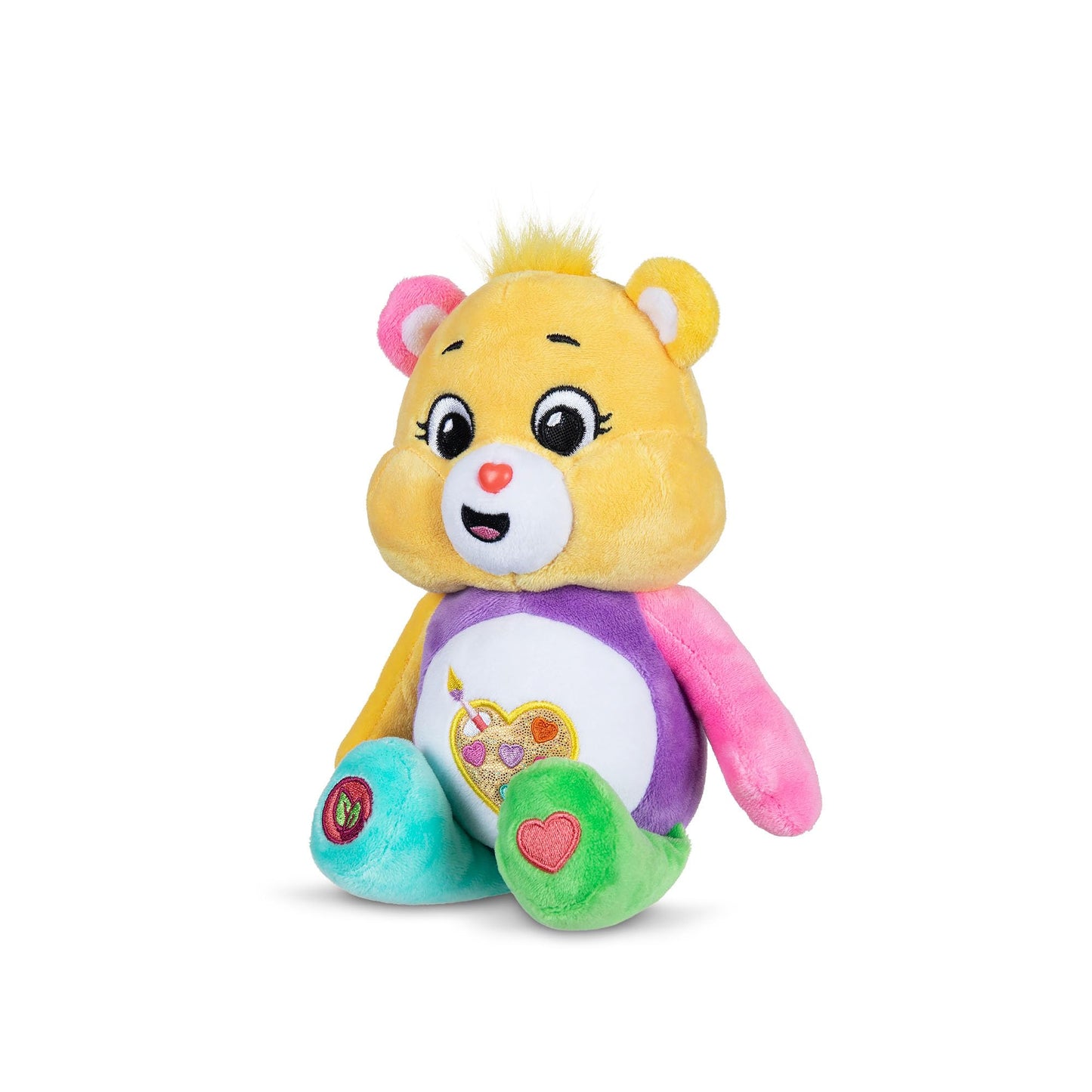 Basic Fun Care Bears 22 cm Glitter Plush - Artwork Bear Environmentally Friendly Cuddly Toy with Glitter Belly Badge - Collector's Plush for Children