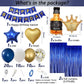 MSMANCY Navy Blue Birthday Decorations for Men, Happy Bithday Banner Foil Balloons Gold White Confetti Balloons for Men Boy Adults Birthday Party