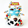 Cartoon Story Cake Toppers with 2nd Birthday Candle