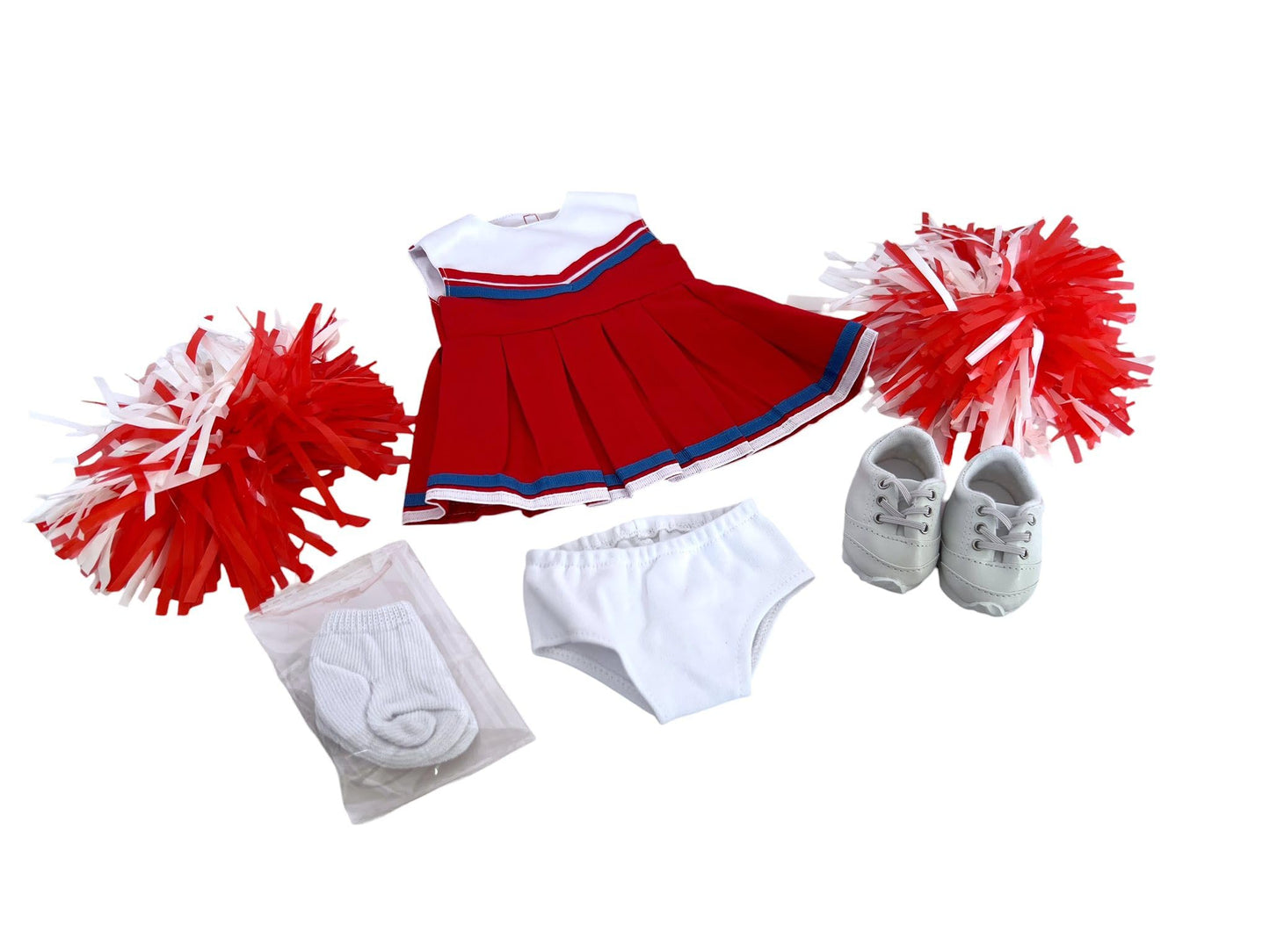 MBD Red Cheerleader Outfit Fits 18 Inch Girl Dolls- Fashion Doll Clothes