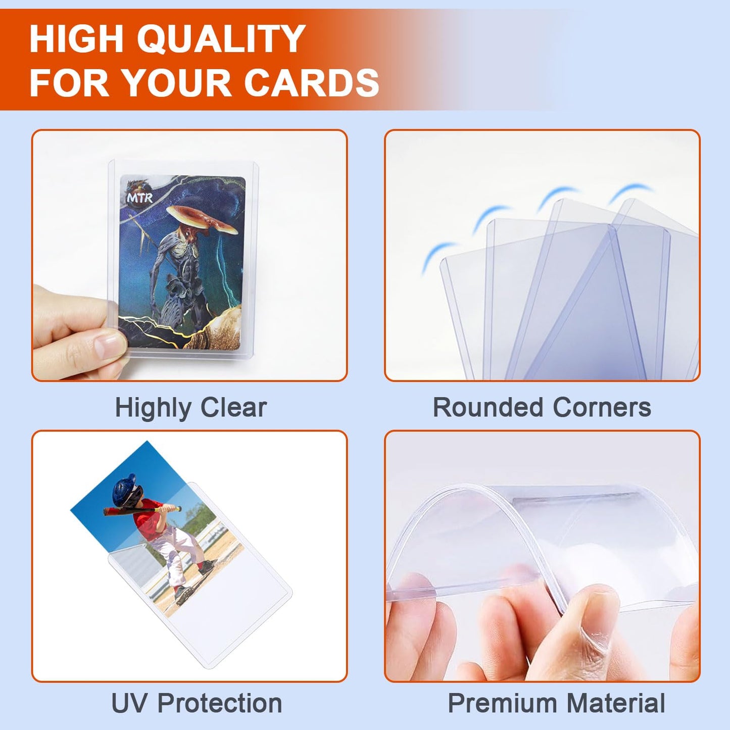 TARUMG 200 Card Sleeves Top Loads for Cards, 3" x 4" Standard Size Premium Baseball Card Protectors, for Trading Sports Baseball Football Game Cards