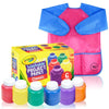 Kids Painting Set, Washable Paint for Kids 6 Colors, Painting Smock, Non Toxic Tempera Paint 2 oz Each, Paints for Toddlers Art, Craft, Home Finger