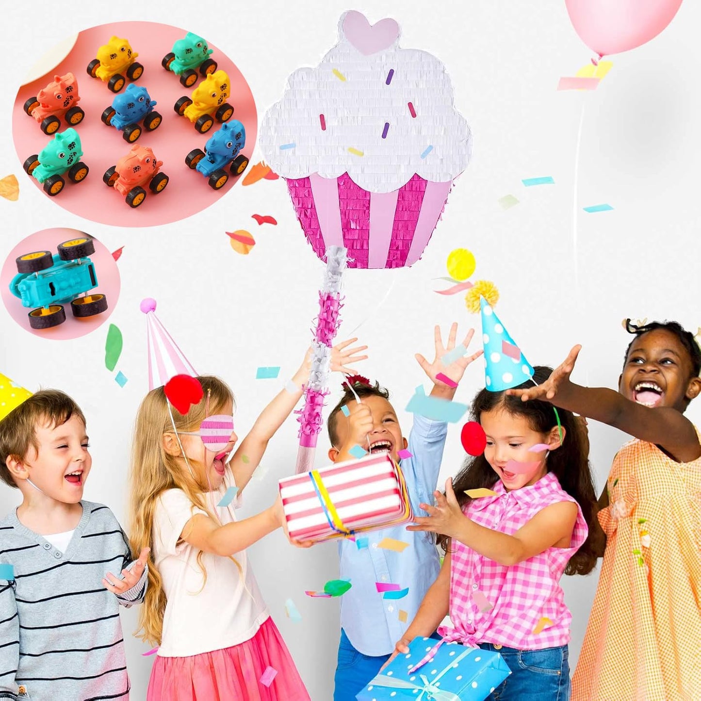 Mctuoba 18 Pcs Dinosaur Toy Pull Back Cars Party Favors for Kids Toddlers, Pinata Goodie Bag Stuffers for Birthday Party, Classroom Prizes Easter Egg