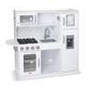 Melissa & Doug Wooden Chef’s Pretend Play Toy Kitchen with “Ice” Cube Dispenser - Cloud White, Kids Kitchen Play Set, for Toddlers and Kids Ages 3+ -
