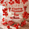 MAJUSTA Anniversary Decorations-Valentines Day Balloons with Heart Balloons,Happy Anniversary Banner,I love you balloons,Heart Hanging String,Red Rose
