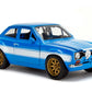 Jada Toys Fast & Furious Movie 1970 Brian's Ford Escort Blue with White Stripes, 1/24 Diecast Model Car