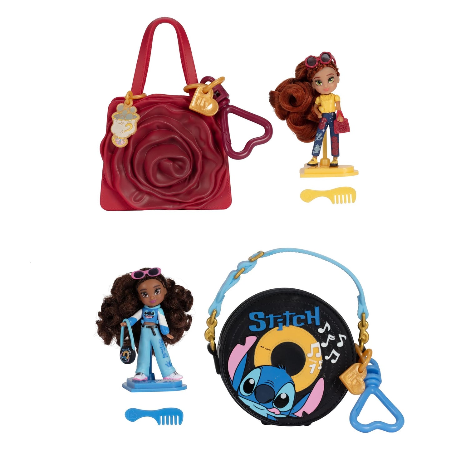 Disney ILY Mini Dolls Tote-ILY-Teenies Blind Pack Bundle (2 Dolls in Each), Inspired by Your Favorite Disney Characters or Stories with Matching Purse