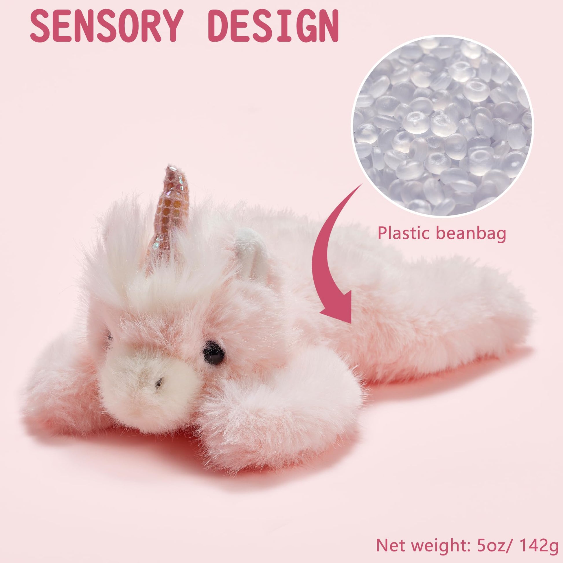 Niceup 7in Unicorn Matching Stuffed Animals for Little Girls Twins Sisters Unicorn Stuffy Weighted Plush Toys (Pink and White, 2-Pack)