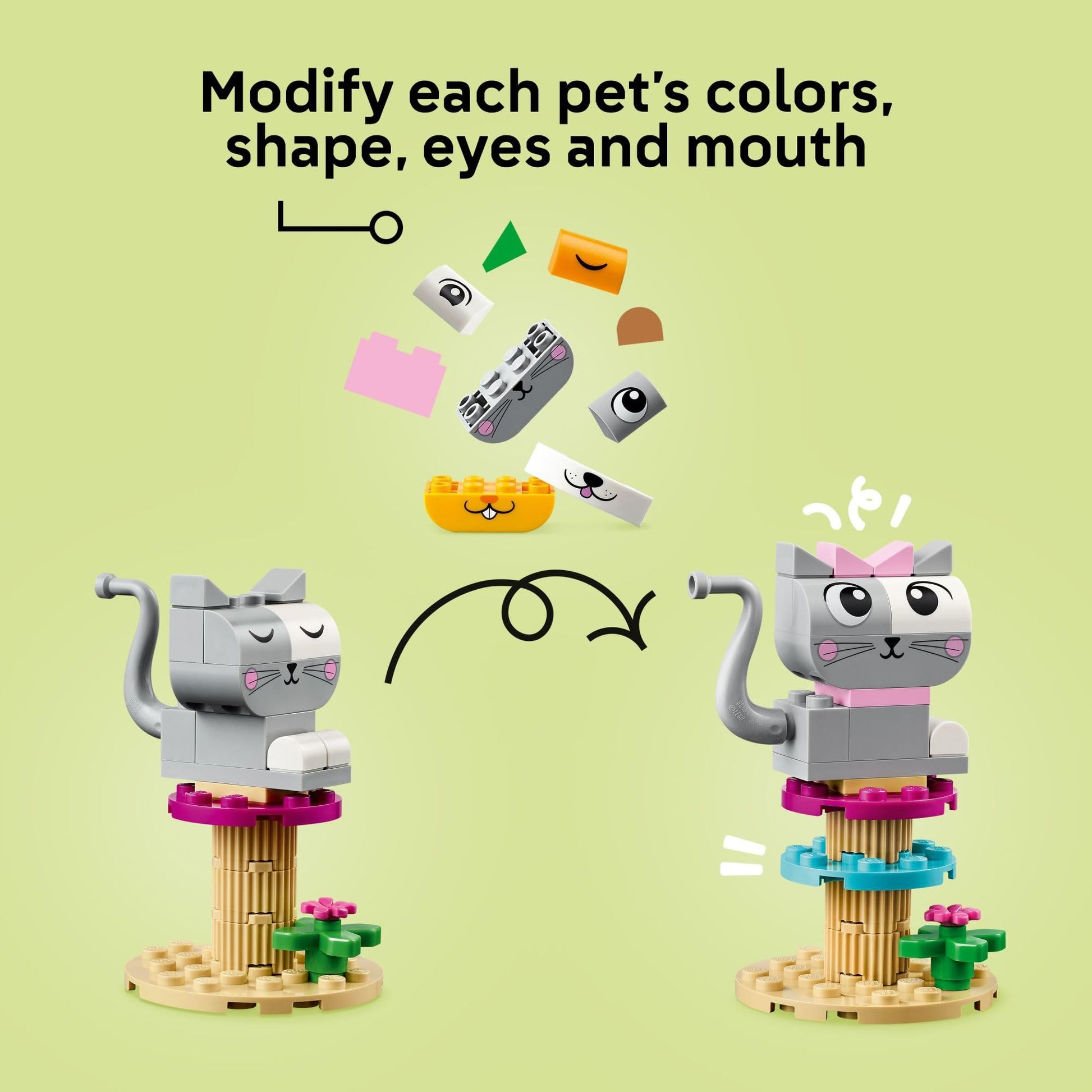 LEGO Classic Creative Pets, Building Brick Animals Toy, Kids Build a Dog, Cat, Rabbit, Hamster and Bird, Gift for Animal-Loving Boys and Girls Aged 5
