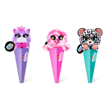 COCO Surprise Neon (Random 3 Pack) by ZURU Randomly Assorted Surprise Animal Plush Toys with Baby Collectible Pencil Topper Character Toy in Cone