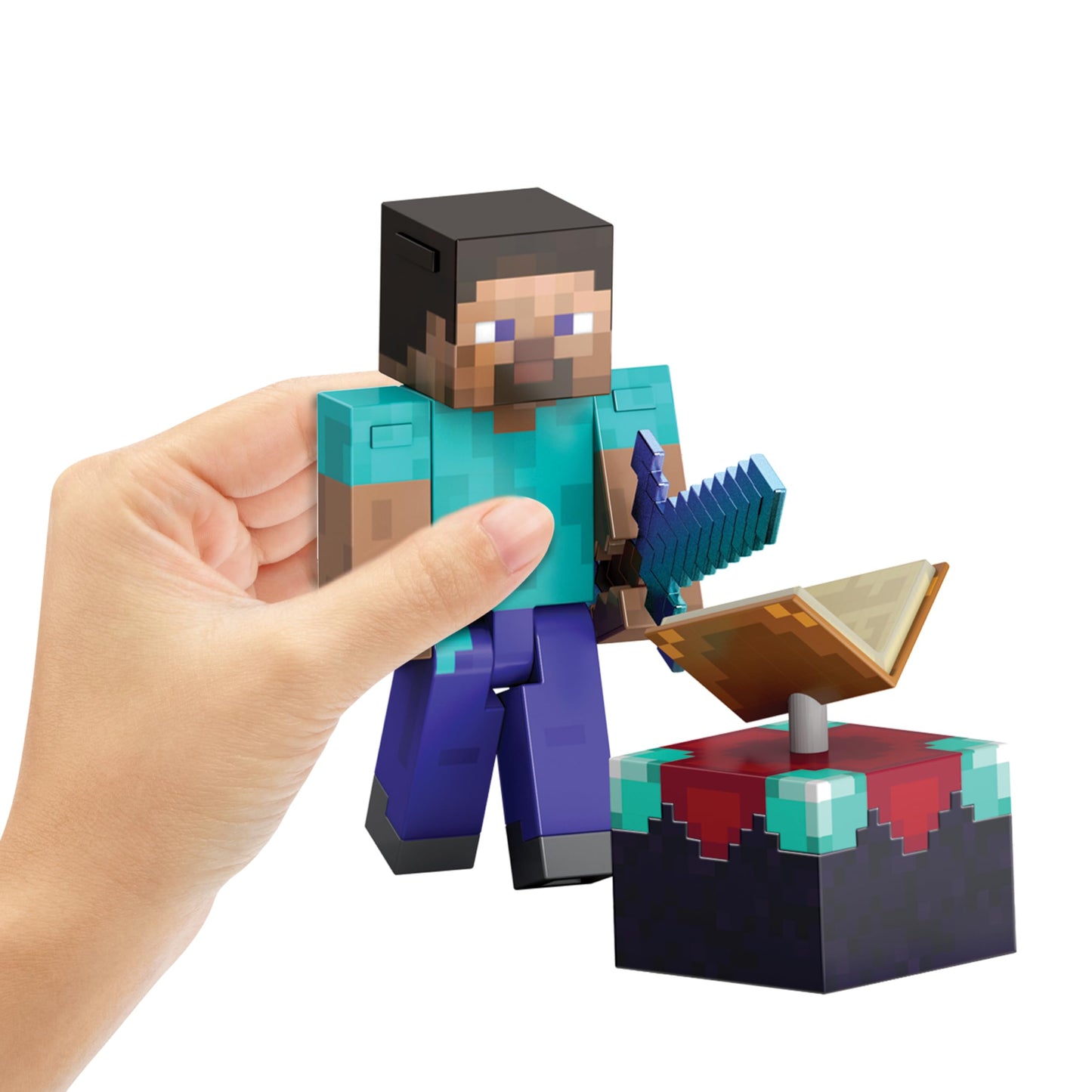 Mattel Minecraft Diamond Level Steve Action Figure with 3 Accessories, 5.5-in Collector Scale & Pixelated Design