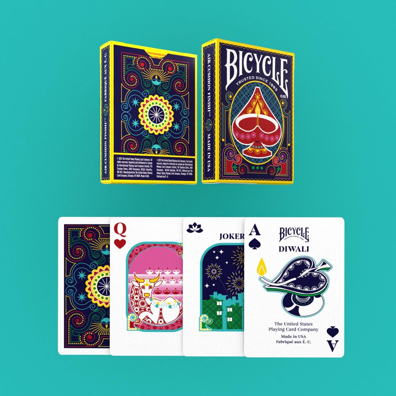 Bicycle Diwali, Collectible Standard 52 Deck of Cards, Poker Size, Gifts, Family & Kids Card Game Night