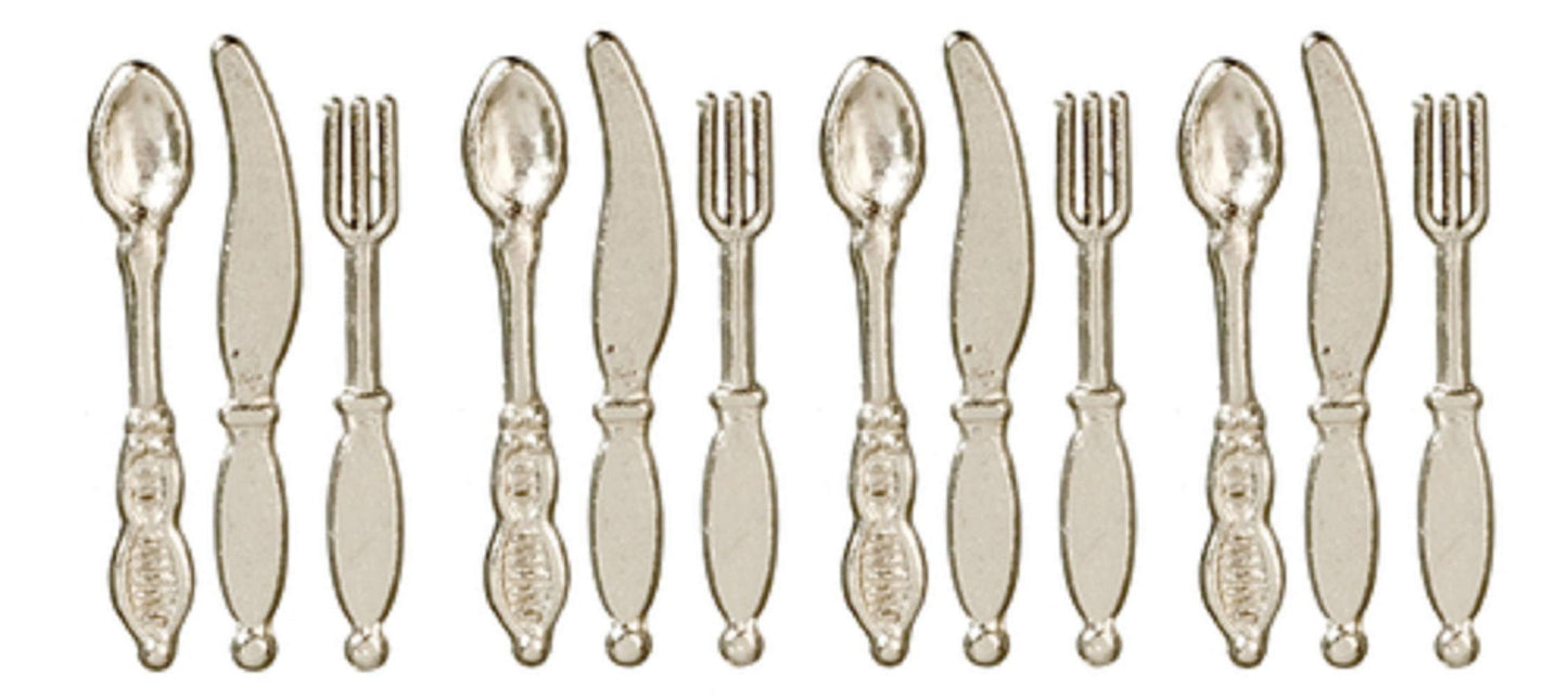 Dollhouse Miniature 1:12 Scale Metal Kitchen Dining Room Tableware Cutlery Set