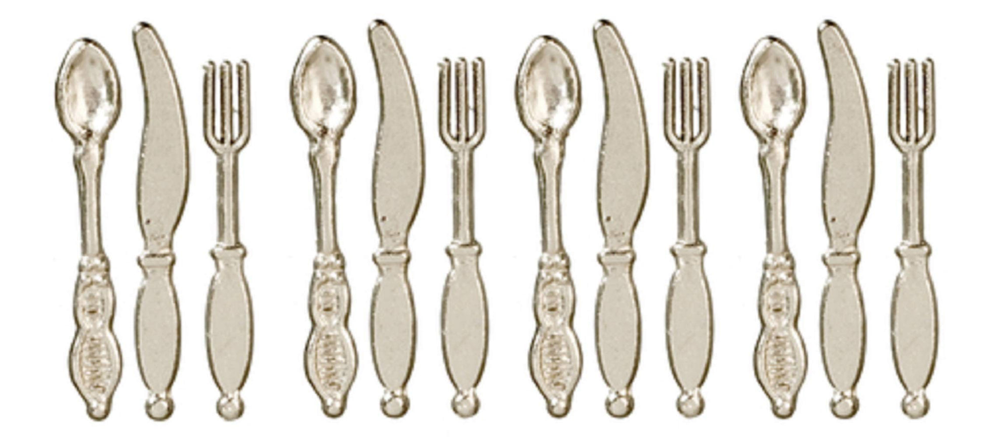 Dollhouse Miniature 1:12 Scale Metal Kitchen Dining Room Tableware Cutlery Set