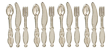 Dollhouse Miniature 1:12 Scale Metal Kitchen Dining Room Tableware Cutlery Set