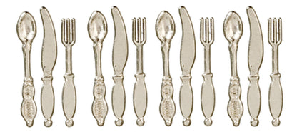 Dollhouse Miniature 1:12 Scale Metal Kitchen Dining Room Tableware Cutlery Set