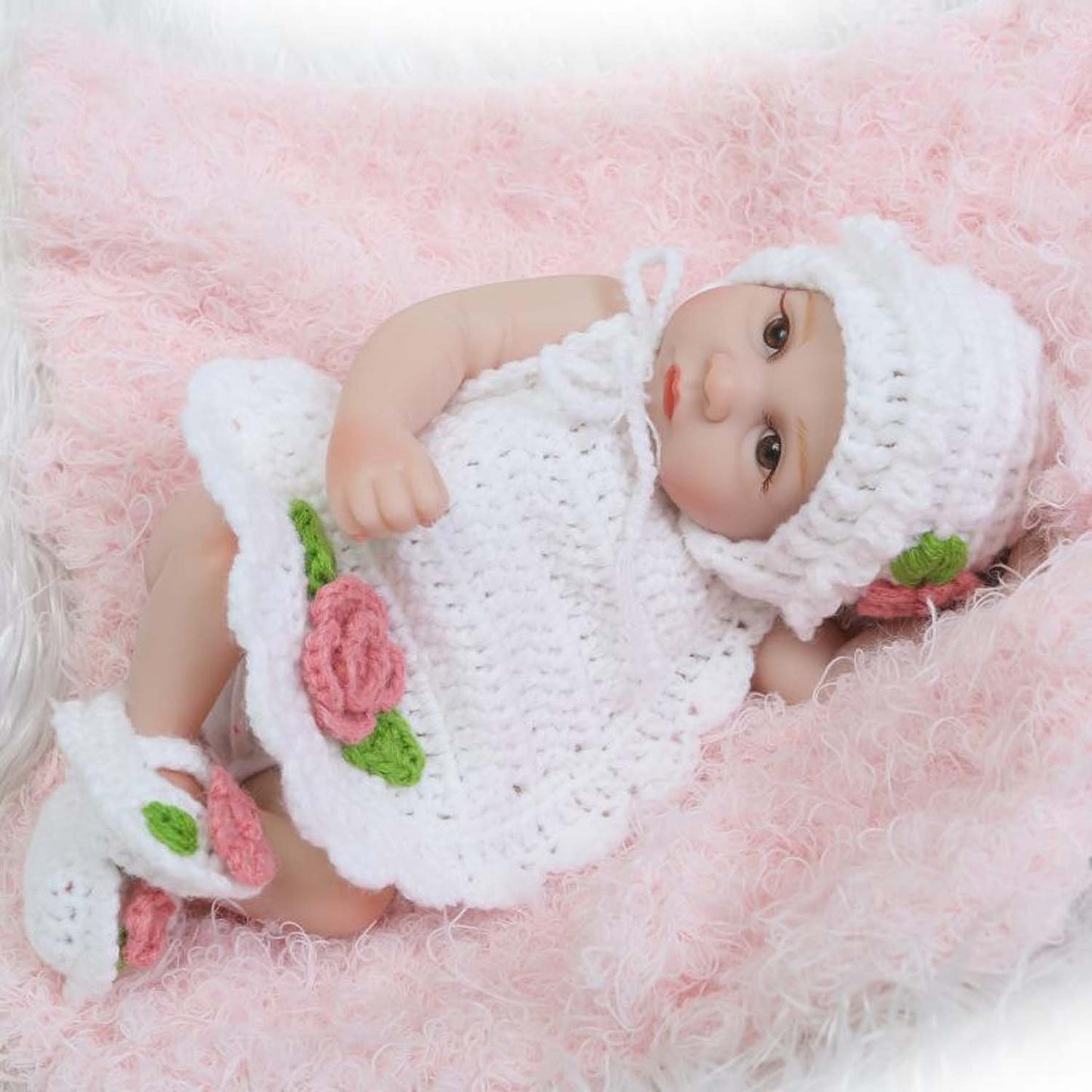 TERABITHIA 10inch Mini Cute Lifelike Silicone Vinyl Full Body Reborn Baby Dolls Washable for Girl