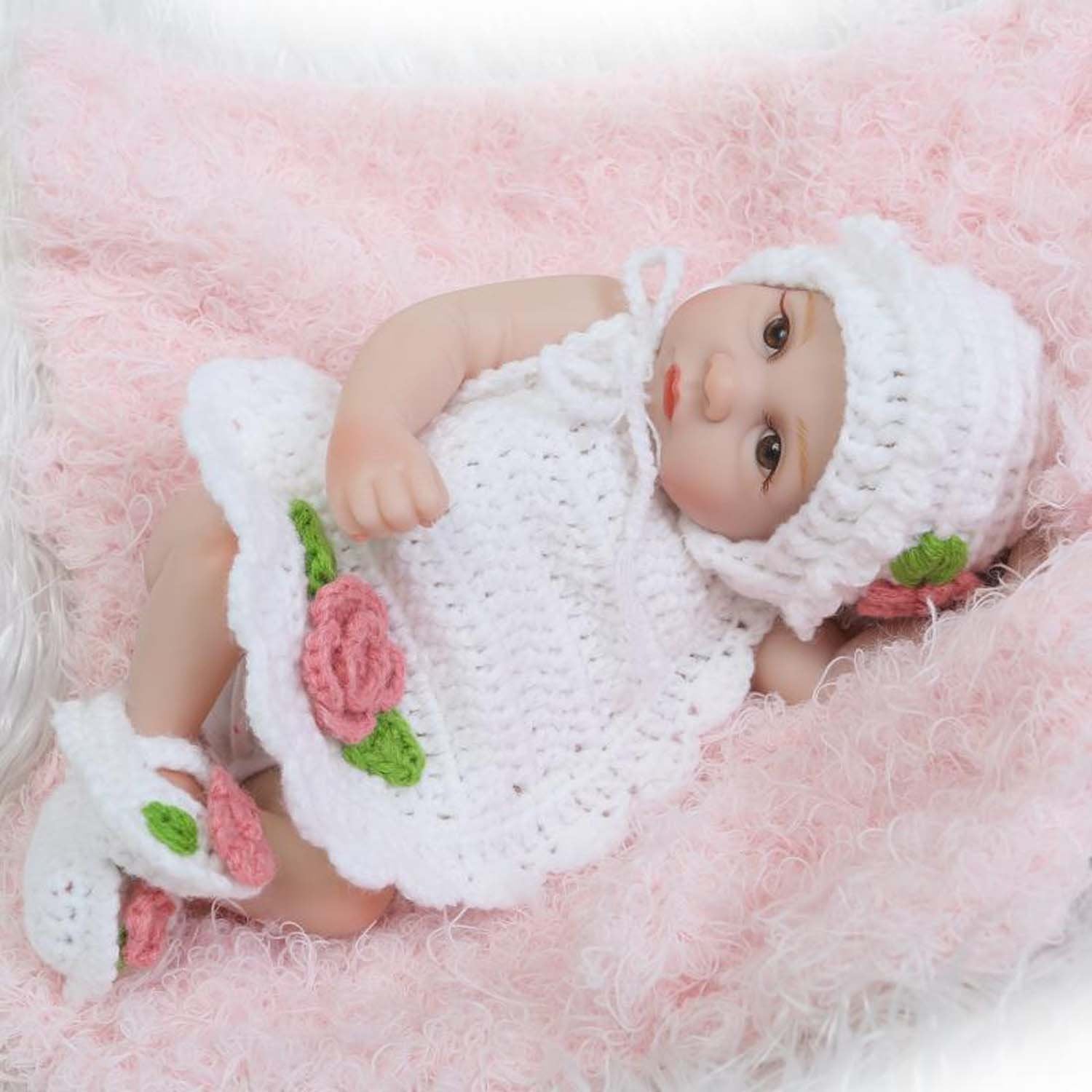 TERABITHIA 10inch Mini Cute Lifelike Silicone Vinyl Full Body Reborn Baby Dolls Washable for Girl