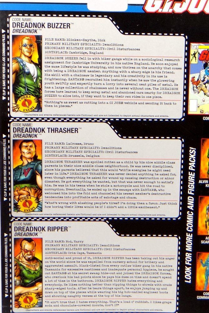 Gi Joe 3 Pack #75 Dreadnok Ripper , Thrasher , Buzzer