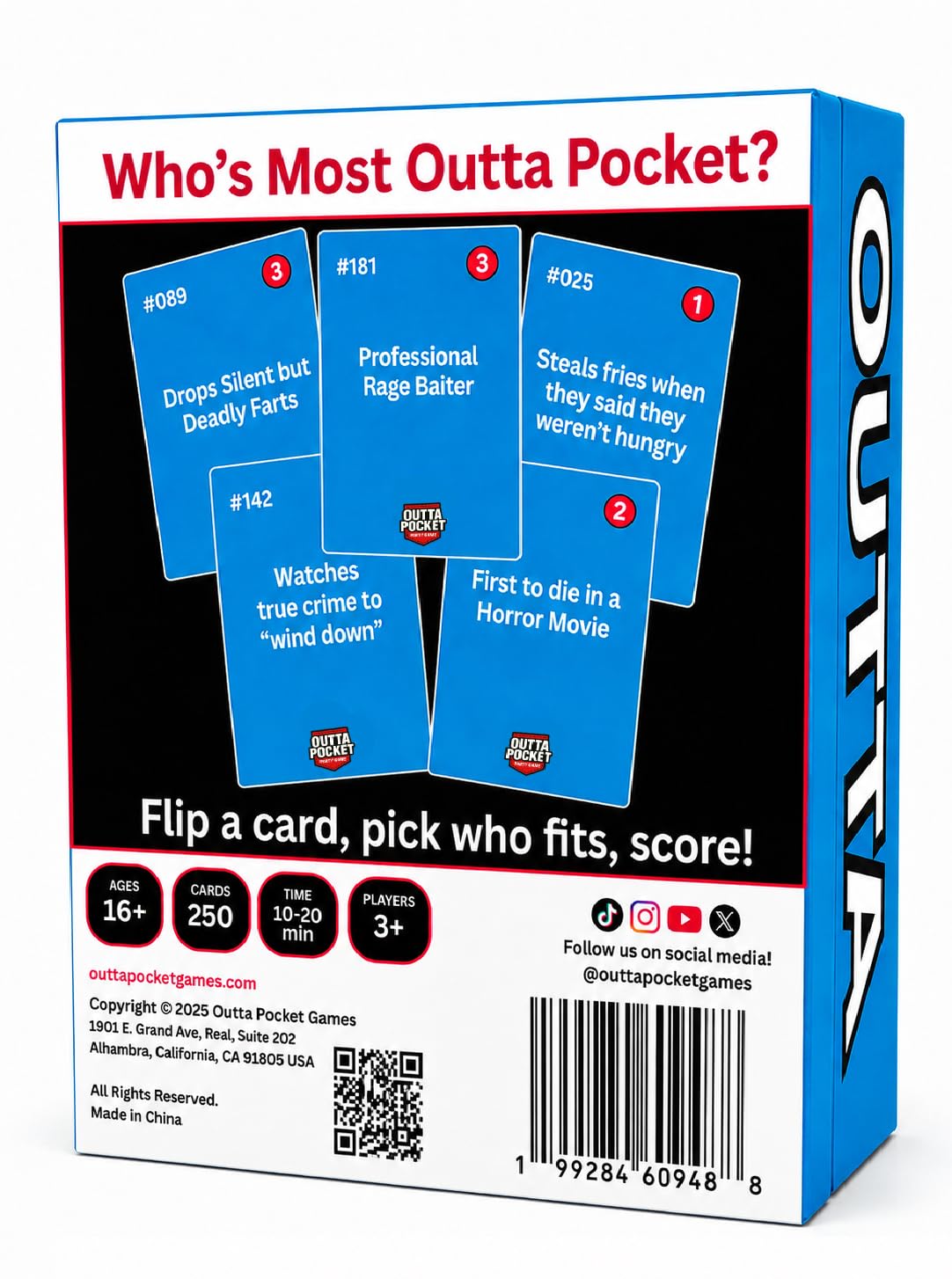 Outta Pocket Party Game - Hilarious Card Game for Friends | 250 Savage & Unhinged Prompts | Perfect for Game Nights, Pregames & Parties
