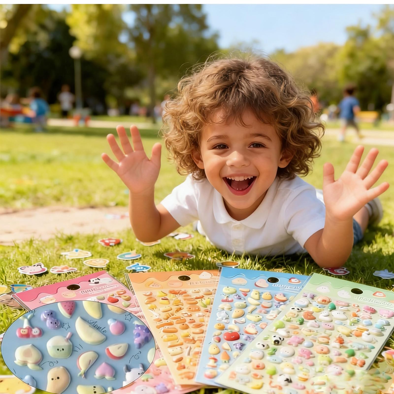 400?PCS Cute Mini Puffy Stickers Decorative Adhesive Craft Scrapbooking Sticker Set for Kids Includes Animals Food Fruit Cats Penguins Panda and Bread
