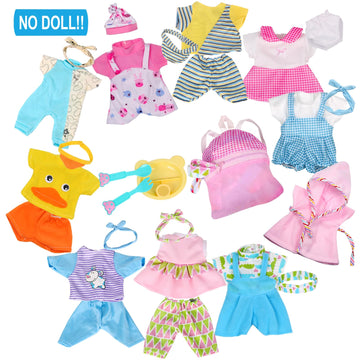 10 Sets for 10-11-12 Inch Baby Doll Clothes Dress Newborn Baby Doll Accessories Gown Costumes Outfits with Schoolbag Kitchen Toy Xmas Present