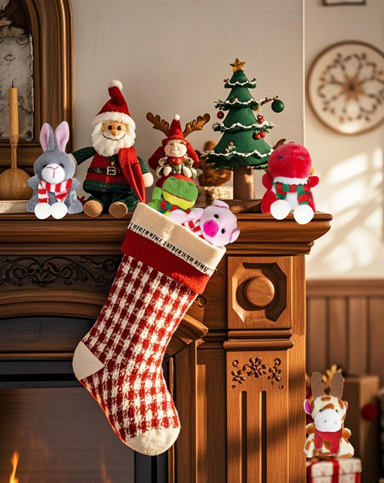CUTEHO 12 Pcs Christmas Mini Stuffed Animals?Bulk Xmas Small Plush Animal Toys for Christmas Tree Decor Stocking Fillers Christmas Party Favors Gift