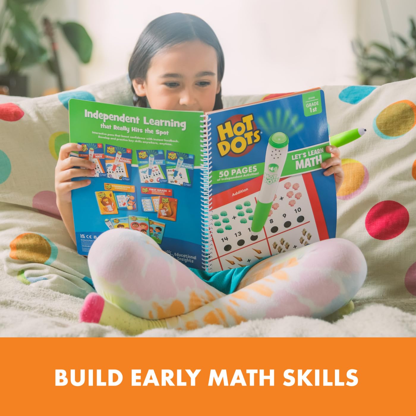 Educational Insights Hot Dots Let's Learn 1st Grade Math, Math Activity Workbook, Ages 6-7