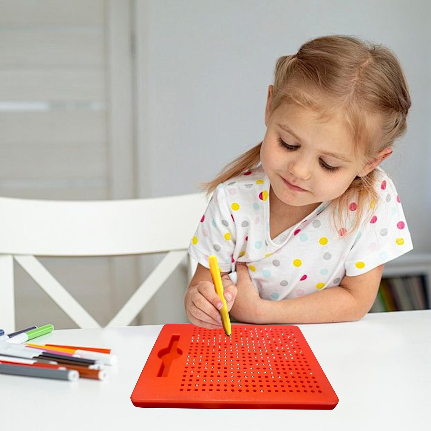 RAINBOW TOYFROG Magnetic Drawing Board - Push Peel Sensory Activity Board for Kids Ages 4-8 - Perfect Travel Toy, Magnetic Doodle Board for Kids