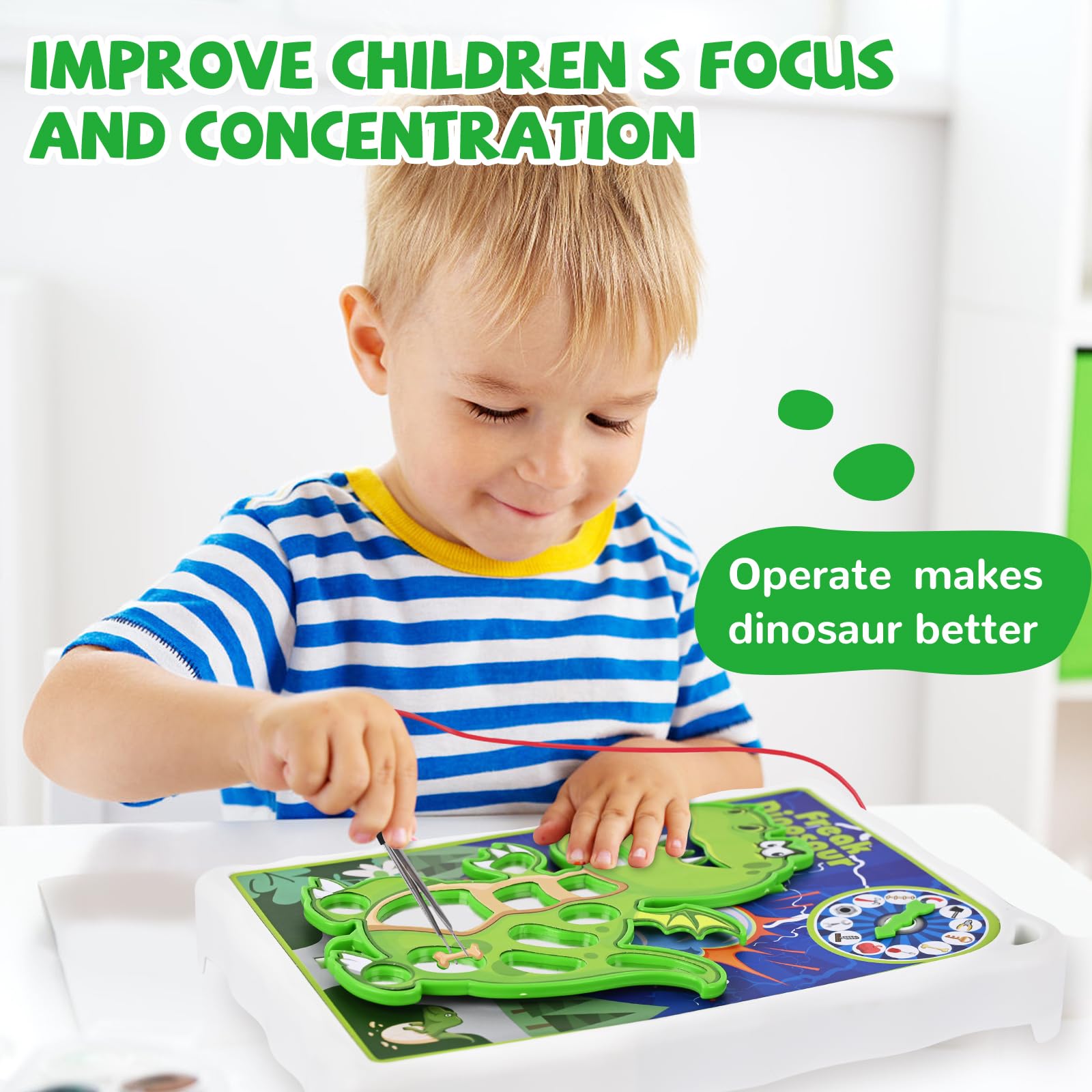 TALGIC Dinosaur Board Game for Kids Ages 3-8 with Tweezers and Fun Game Pieces, Classic Board Game for 1 or More Players, Popular Gifts for Kids