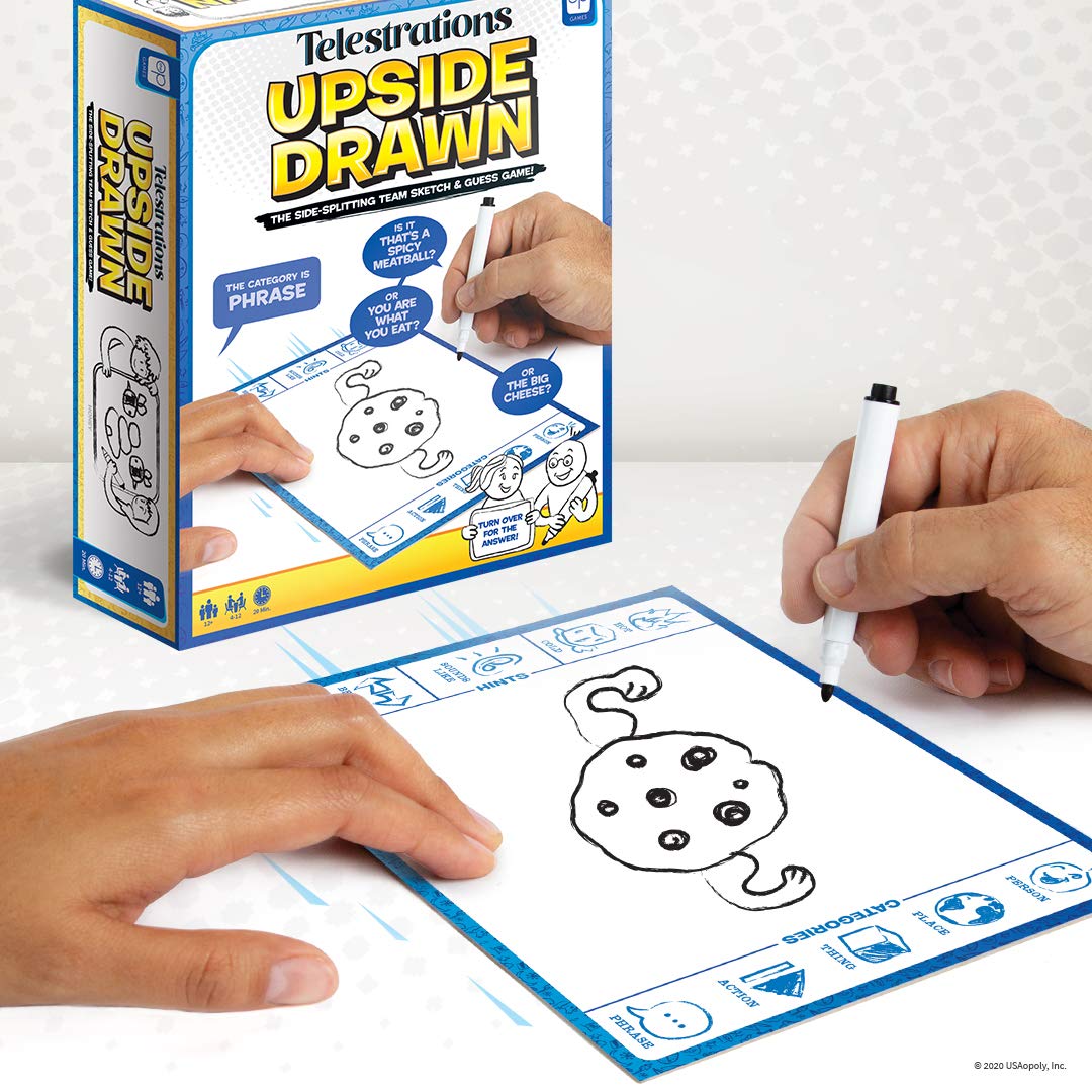 USAOPOLY Telestrations Upside Drawn | Family Board Game & Group Game | Partner Up & Draw Upside Down | Team Game from The Makers of Telestrations |