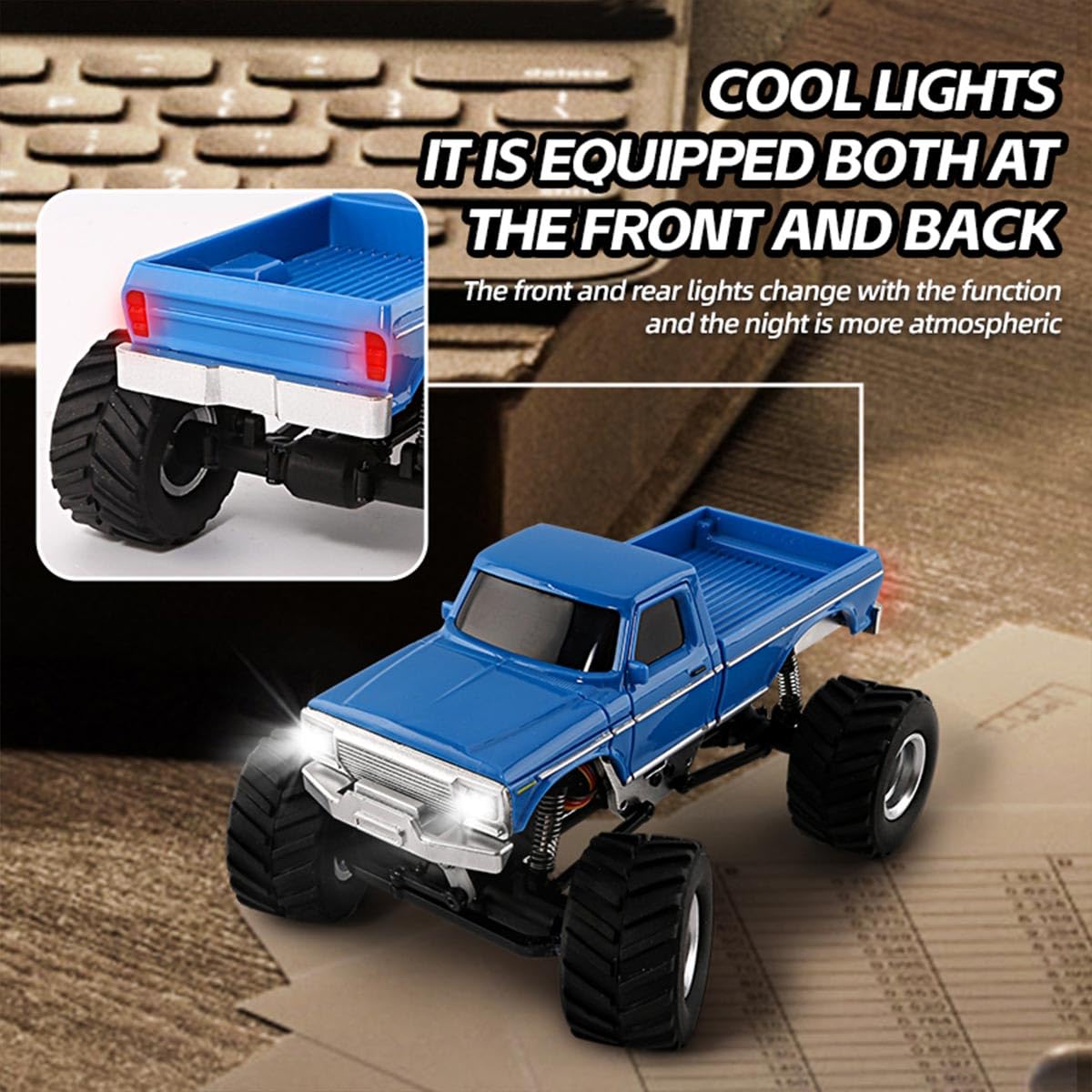 OBIOCKIDAY 1/36 RC Off-Road Car, 2.4G 4WD Full-Proportional Remote Control Climbing Car with LED Lights, Pickup RC Truck Mini-Van, Crawler Climber