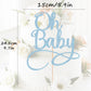 AHAORAY Oh Baby Cake Topper - Light Blue Glitter Baby Birthday Party Cake Decoration Supplies, for Baby Shower/Gender Reveal Party Photo Booth Props
