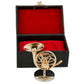 Dselvgvu Miniature French Horn with Stand and Case Brass Mini Musical Instrument French Horn Replica Collectible Figurines Dollhouse Accessories Model