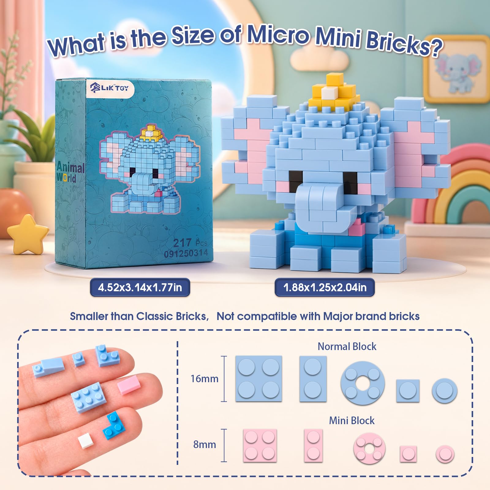 Finger Rock 9Pack Animals Party Favors Building Set, 1684PCS Cute Animal Set for Goodie Bag Stuffers Classroom Prizes, Party Favors Birthday Gift
