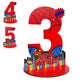 JHGCVX Spider 3rd Birthday Number Sign Centerpiece, Spider Theme 3rd Number Stand Sign, Wooden Table Decoration Photo Props for Spider 3rd Birthday