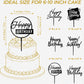 Apluselection 6 Pcs Black Happy Birthday Cake Toppers, 5" x 6.5" Acrylic Cake Decoration for Birthday Party