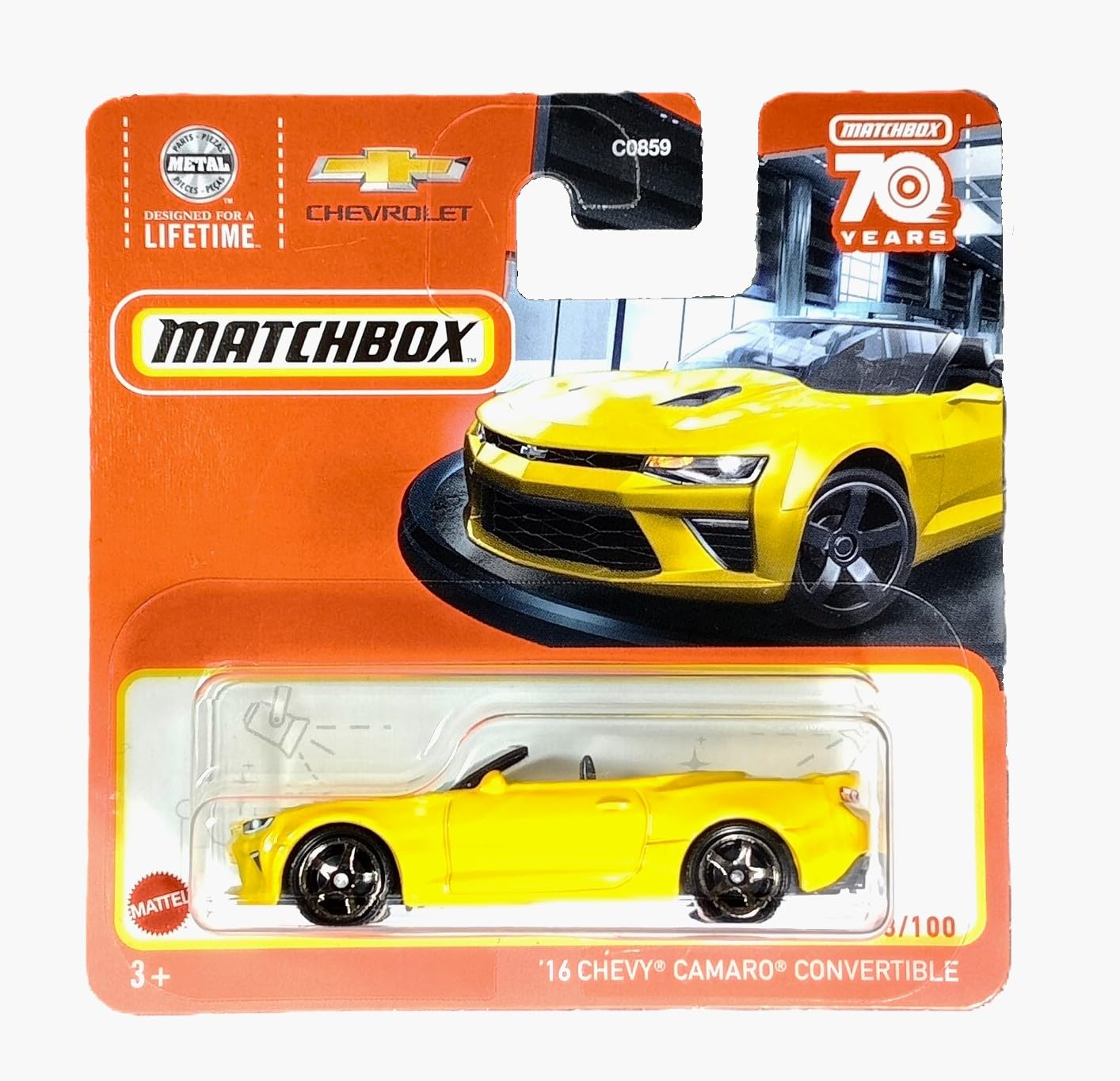 Matchbox '16 Chevy Camaro Convertible, Yellow 33/100