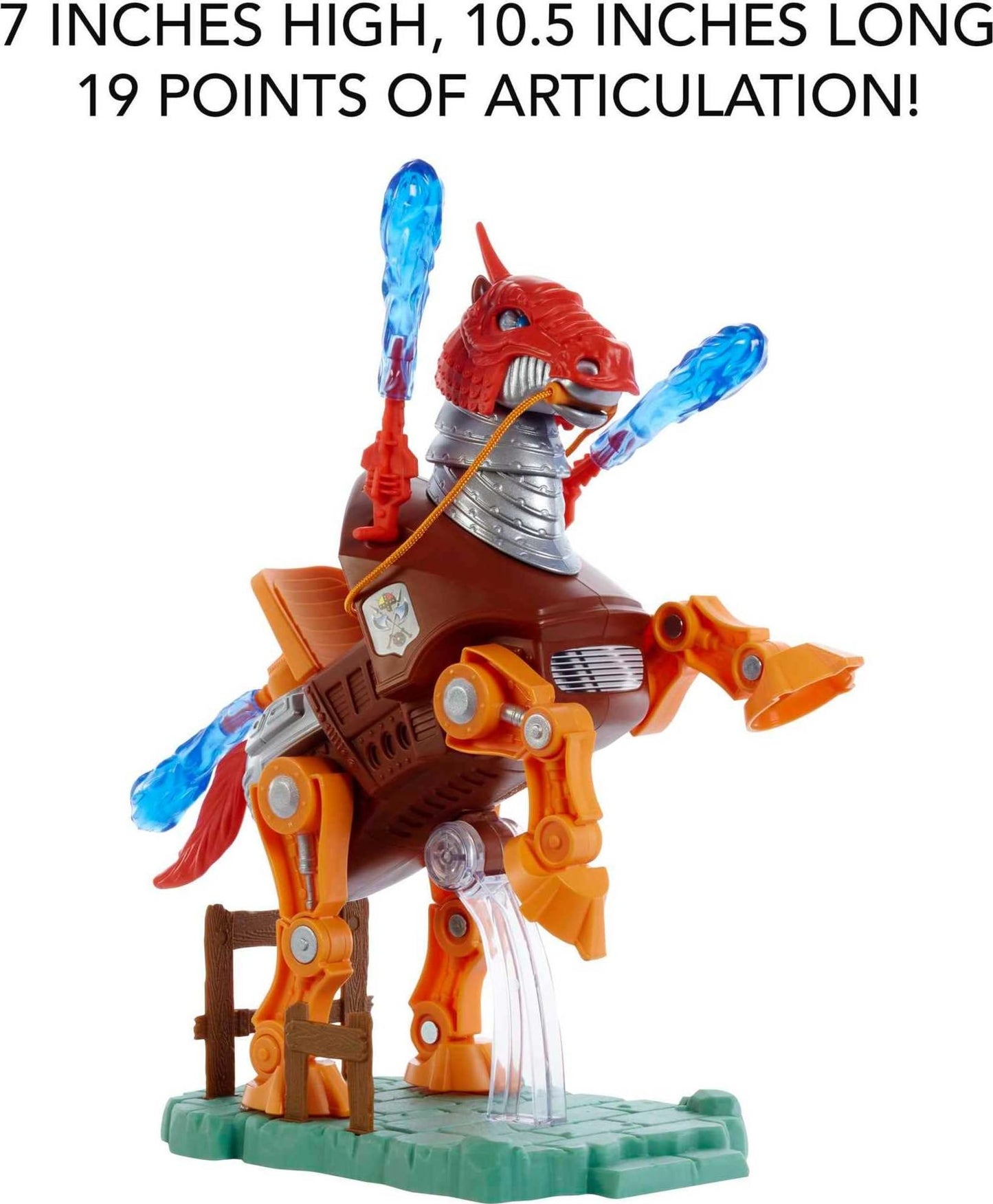 Masters of the Universe Origins Stridor Action Figure, 7 in Tall Robot Horse with Projectile Launcher, 3 Plasma Blasts, Helmet & Bridle with Cord
