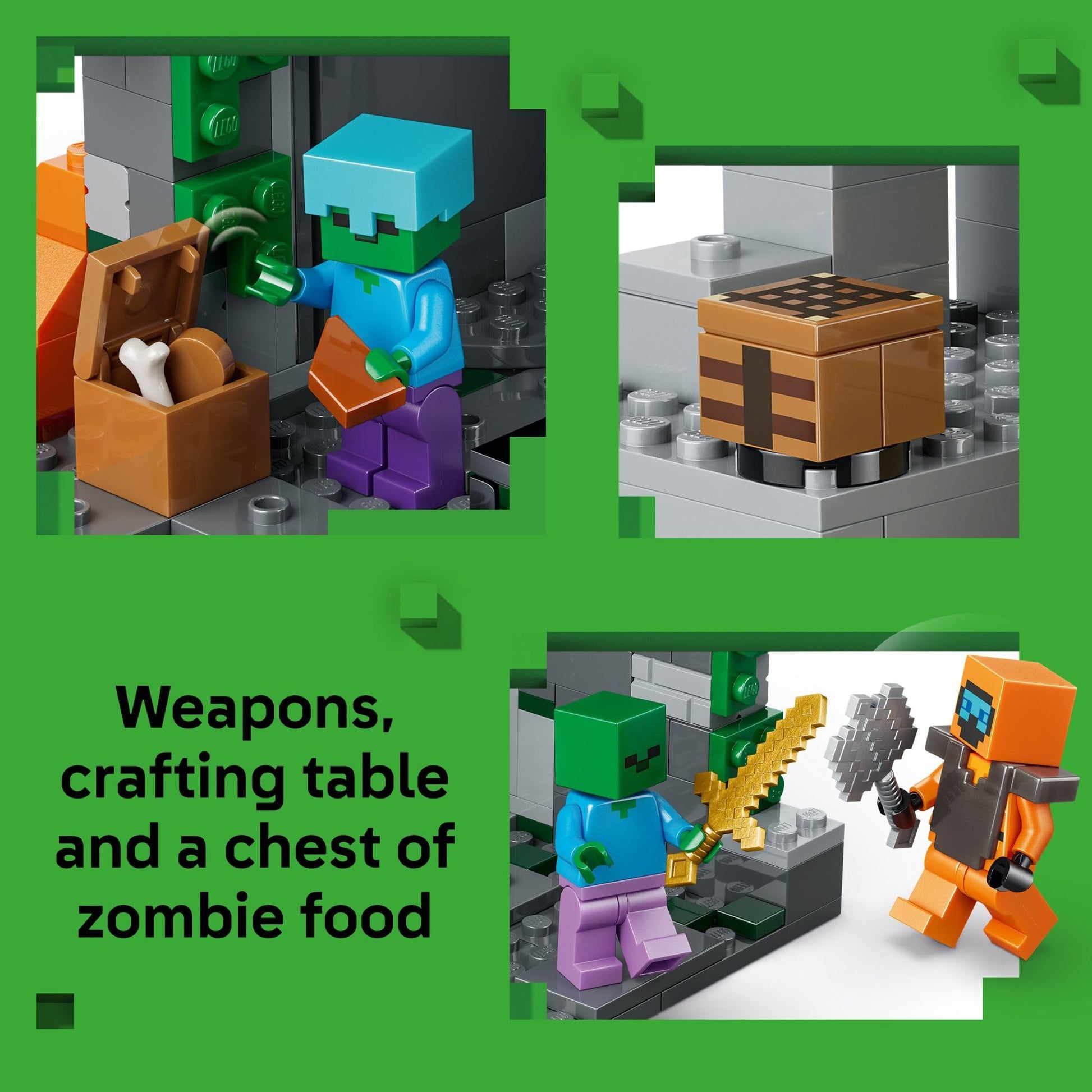 LEGO Minecraft Zombie Dungeon Building & Pretend Play Toy for Boys & Girls - Video Game Playset & Toy Figures for Kids, Ages 8+ - W/Wandering
