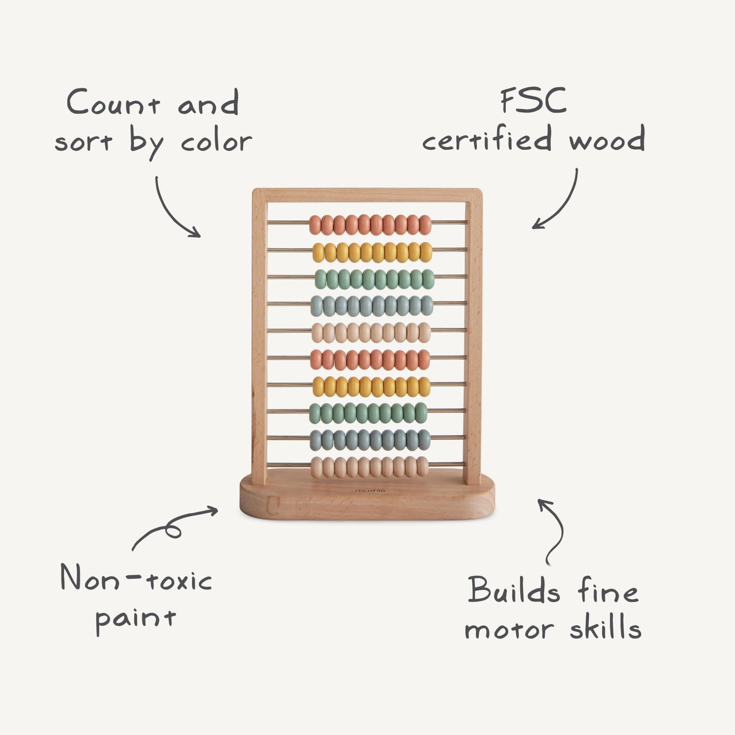 mushie Wooden Abacus | Kids 2 Years+ | Preschool Educational & Toddler Montessori Toy