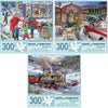 Bits and Pieces - Value Set of Three 300 Piece Jigsaw Puzzles for Adults - Home for The Holidays Jigsaw Puzzles by Artist Bigelow Illustrations