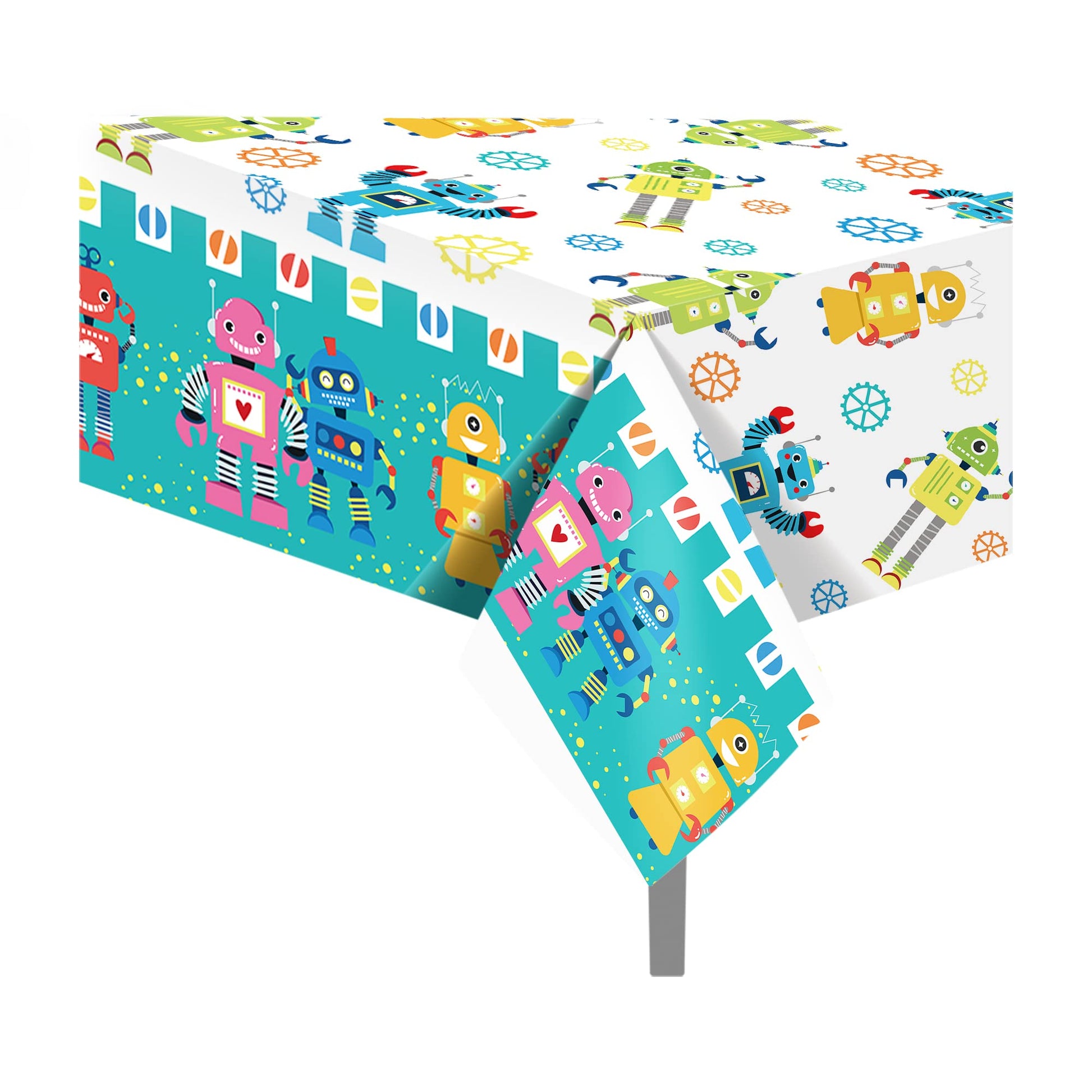2Pcs Robots Party Plastic Table Covers, Disposable Robot Party Decorations Tablecloth, Disposable Plastic Tablecloths Holiday Parties Tablecloths
