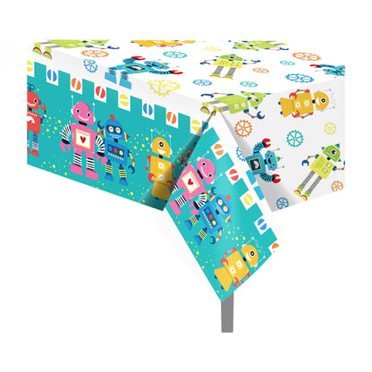 2Pcs Robots Party Plastic Table Covers, Disposable Robot Party Decorations Tablecloth, Disposable Plastic Tablecloths Holiday Parties Tablecloths