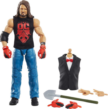 Mattel AJ Styles WrestleMania Elite Collection Action Figure with entrance shirt & Vince McMahon Build-A-Figure Pieces, 6-in / 15.24-cm Posable