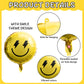 Wood Homing 8PCS 18 Inch Smile Party Checkered Helium Balloons, Yellow Smile Face Preppy Theme Birthday Party Decorations, Yellow Lightning Balloons