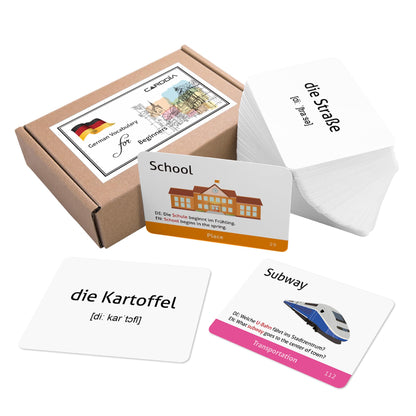 CARDDIA | German Vocabulary Educational Flashcards for Beginners | Pictures, Example Sentences