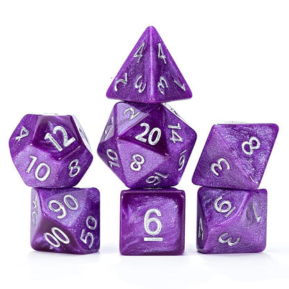 Gate Keeper Games Mercurial Dice: Saturn - 7pc RPG Set, Purple & Silver