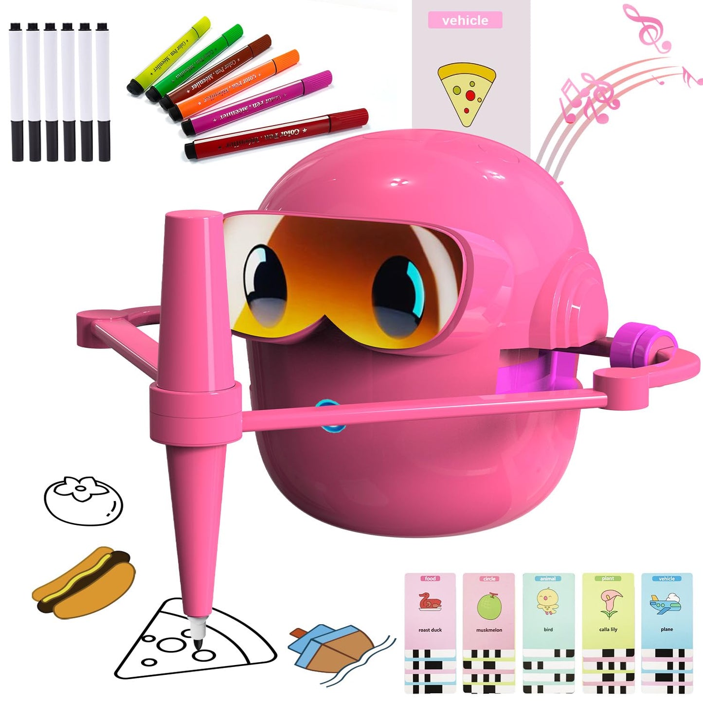 Custer's Night Drawing Robot for Kids - Montessori Painting Toys for 3 4 5 6 7 8 Year Old, Voice Interactive Educational Drawing Machine with 100